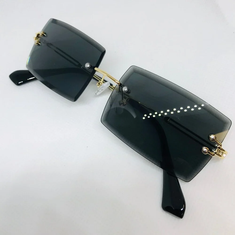 Men Sunglasses Hip Hop Shades Metal Gold Frameless Classic Outdoor Driving Lente